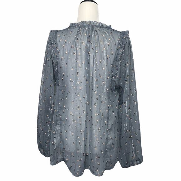 anthro Guest Editor Sheer Metallic Long Sleeve - Picture 2 of 12